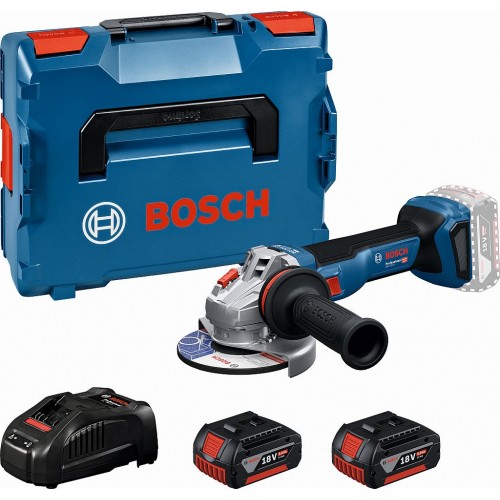 BOSCH GWS 18V-11 PROFESSIONAL Akku-Winkelschleifer, 2x GBA 18V 5.0Ah, L-BOXX 06019N4103