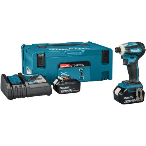 Makita DTD172RTJ Akku-Schlagschrauber 1/4" Li-ion LXT (2x18V/5,0Ah) Makpac