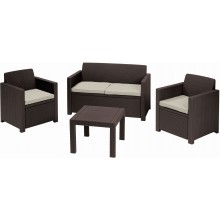 ALLIBERT ALABAMA Lounge-Set 4-tlg., Rattanoptik, braun/beige 17199240