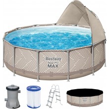 BESTWAY Steel Pro Max Frame Pool 396 x 107 cm, Komplett-Set mit Filterpumpe 561FY