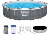 BESTWAY Steel Pro Max Frame Pool 457 x 107 cm, Komplett-Set mit Filterpumpe 561GD