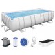 BESTWAY Power Steel Frame Pool, 549 x 274 x 122 cm, Komplett-Set mit Filterpumpe 56465