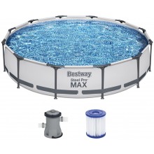 BESTWAY Steel Pro Max Frame Pool 366 x 76 cm, Set mit Filterpumpe 56416