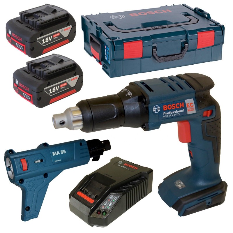 BOSCH GSR 18 V-EC TE Professional Akku-Trockenbauschrauber 2 X 5,0 Ah ...