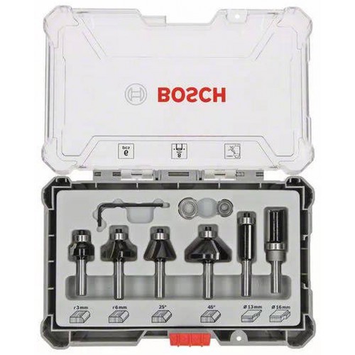 BOSCH Accessories Rand- und Kantenfräser-Set, 8-mm-Schaft, 6-teilig 2607017469