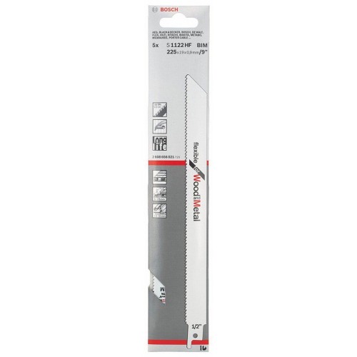 BOSCH Säbelsägeblätter S 1122 HF Flexible for Wood and Metal 5 Stück, 2608656021