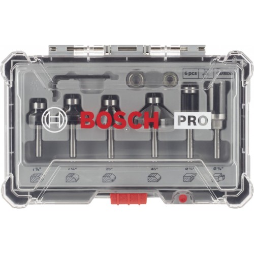 BOSCH 6-teiliges Rand- und Kantenfräser-Set, 1/4"-Schaft 2607017470