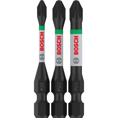 BOSCH PRO Pozidriv Impact Bit Set, PZ1, PZ2, PZ3, 55 mm, 3-tlg. 2608521U57