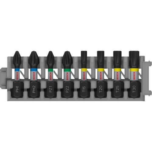 BOSCH PRO Impact Schrauberbit Set, PH1; PH2; PZ1; PZ2; T15; T20; T25; T30, 25 mm, 8-tlg.