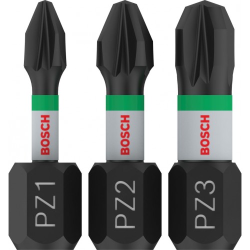 BOSCH PRO PZ Impact Bit, PZ1 x 25, PZ2 x 25, PZ3 x 25 mm, 3-tlg. 2608522471