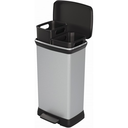 CURVER DECO BIN DUO 23L+23L Treteimer 39 x 29 x 72 cm silber 08680-582