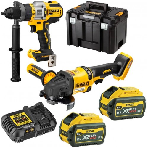 DeWALT DCK2016T2T-QW Akku-Kombopack DCD999 + DCG418+(18 V/2x6,0 Ah/Ladegerät DCB115)T-stak