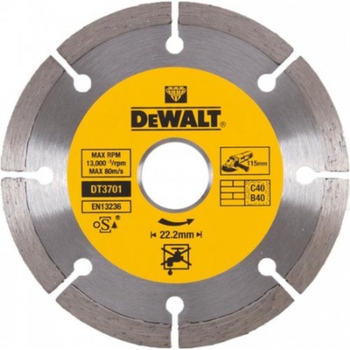 DeWALT DT3701-QZ Diamantscheibe 115 x 22,2 mm zum Schneiden von Beton und Ziegeln