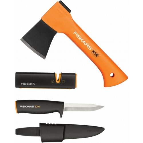 Fiskars X5 Fireplace Set mit Beil, Messer und Schärfer 1057913 Fiskars X5 Fireplace Set mit Beil, Messer und Schärfer 1057913