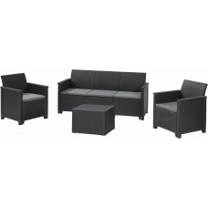 KETER ELODIE 3 SEATER Lounge-Set 4-tlg., graphit/grau 17212057