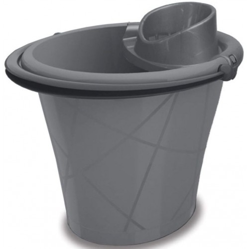 KIS Ovaler Eimer mit Moppresse 15L 35x39x36cm grau