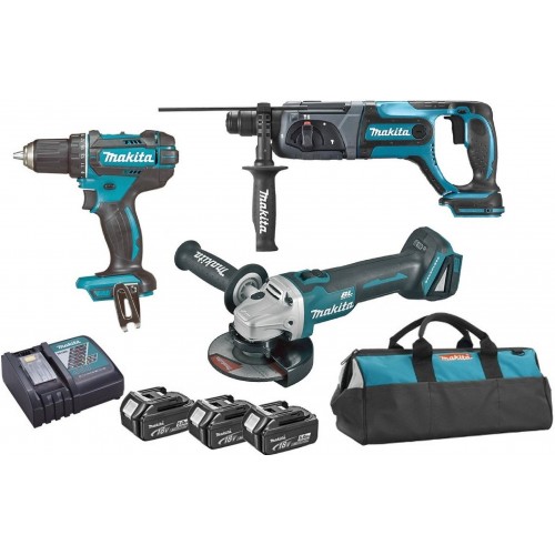 Makita DLX3078TX1 Akku-Set DGA504+DHR241+DDF482 Li-ion LXT 18V (3x5,0Ah+DC18RC)