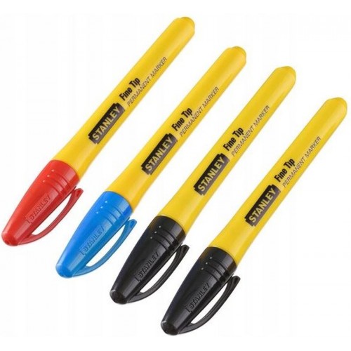 Stanley STHT81391-0 Permanentmarker mit feiner Spitze 4 Stk (2x schwarz, 1x blau, 1x rot)