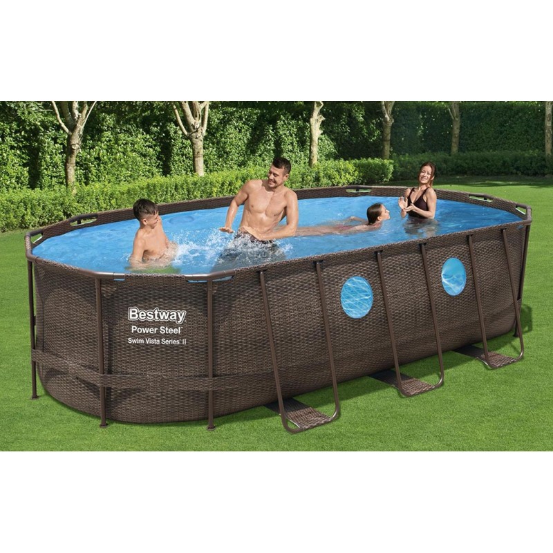 bestway power steel vista ovalpool set 549x274x122 rattan 56716